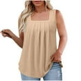 thumbnail image 1 of UQJfacai Womens Plus Size Tank Tops Summer Square Neck Pleated Sleeveless Shirts Casual Loose Fit Basic Tee Blouse L-5XL, 1 of 7