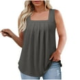 thumbnail image 1 of UQJfacai Womens Plus Size Tank Tops Summer Square Neck Pleated Sleeveless Shirts Casual Loose Fit Basic Tee Blouse L-5XL, 1 of 6