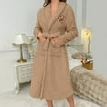 thumbnail image 1 of UQJfacai Womens Robes Fuzzy Fleece Heart Embroidery Collared Bath Robe Sherpa Soft Belted Bathrobe Ladies Sleepwear with Pockets S-XXL, 1 of 4