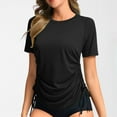 thumbnail image 1 of UQJfacai Womens Short Sleeve Rash Guard Shirts UV Protection Swim Shirts UPF 50+ Lightweight Adjustable Tie Swimwear S-2XL, 1 of 9