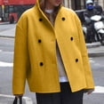 thumbnail image 1 of UQJfacai Womens Short Wool Blend Pea Coat Fall Winter Stand Collar Double Breasted Overcoat jacket Long Sleeve Casual Outerwear, 1 of 6