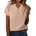thumbnail image 1 of UQJfacai Womens Summer Henley Shirts Plus Size Textured Button V Neck Short Sleeve Tunic Tops Dressy Casual Blouses XL-5XL, 1 of 6