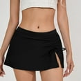 thumbnail image 1 of UQJfacai Womens Swim Skirt Skorts Tie Ruched Swimsuit Brief Swimwear Sporty Side Split Bathing Suit Bikini Bottoms S-2XL, 1 of 4