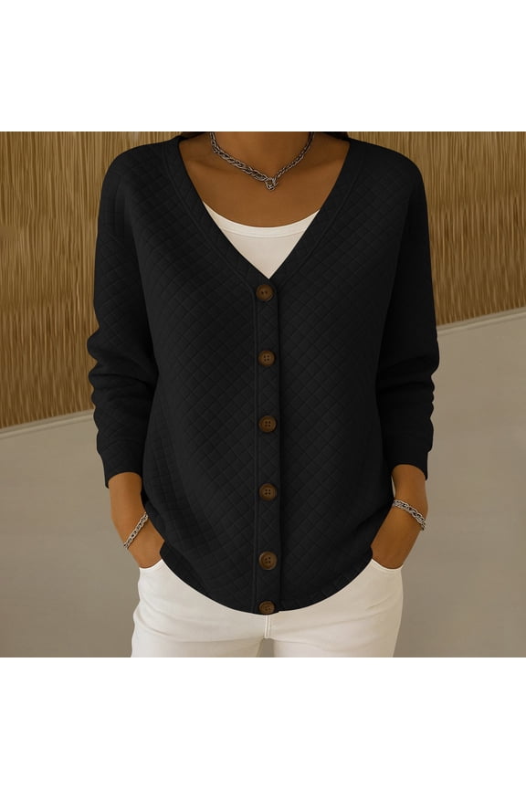 Womens Waffle Knit Cardigans Sweater Button Down Long Sleeve V-Neck Fall Jackets Soft Open Front Winter Coat Outerwear