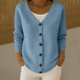 thumbnail image 1 of UQJfacai Womens Waffle Knit Cardigans Sweater Button Down Long Sleeve V-Neck Fall Jackets Soft Open Front Winter Coat Outerwear, 1 of 2