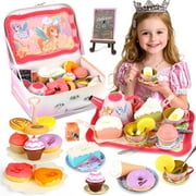 UQN 42PCS Toys for Girls Ages 3-6 Years, Unicorn Tea Party Set for Little Girls Toys, Play Kitchen Toy Gifts for Kids, Christmas Birthday Gift for Toddler Girls 3 4 5 6+