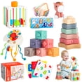 thumbnail image 1 of UQN Montessori Toys for 1 2 Year Old, 6 in 1 Baby Toys for 6-12-18 Months, Soft Baby Teething Toys, Learning Gifts for Baby Girls Boys,  Chrismas Birthday Gift, 1 of 8