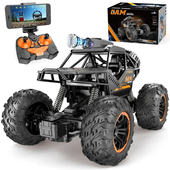 UQN RC Car Toys for Boys, 1:18 Remote Control Car with 1080P HD Camera, 4WD RC Monster Truck, 2.4 Ghz Alloy Car Toy for Kids Boys Teens Adults Christmas Birthday Gifts, Black