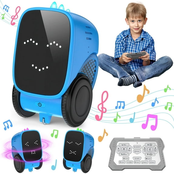UQN Robot Toys for Boys Girls, Remote Control Emo Robot for Kids with Programmable, Music, Light, Touch Sensor and Story, Birthday Gifts for Kids Boy Girls 3-5 5-7 8-12 (Blue)