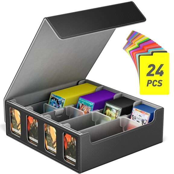 UQN Trading Card Storage Box, 3200+ MTG Deck Box, Magnetic PU Leather Card Deck Box, Fits for TCG Magic Game Sports Cards (Grey)