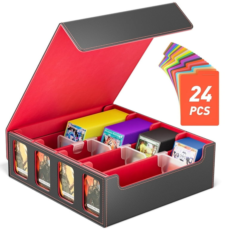 mtg card box Amazon.com: Qindaiwen Card Deck Box for Trading Cards, MTG Deck Box Fits  100+ Single Sleeved Cards, PU Leather Strong Magnet Card Deck Case Holder  for Magic Commander TCG CCG, Cute Raccoons :