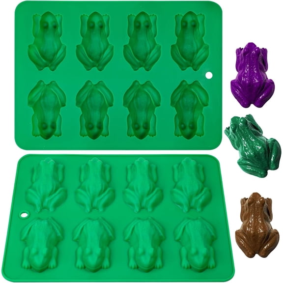 UQSDF-Webake Chocolate Frog Candy Mold 2 Pack Silicone Molds For Passover Frog Jello, Keto Fat Bombs, Crayons, Gelatin, Cake Decoration, Soap, Resin(Green)