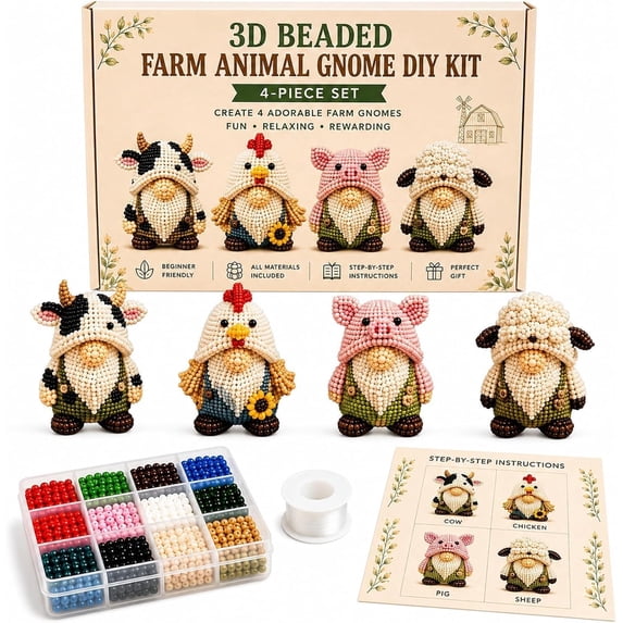 UQVIY 3D Beaded Animal DIY Kit - Cute Handmade Seed Bead Animal Craft Set Stress Relief Creative DIY Decoration Gifts for DIY Desk Decor & Creative Gift