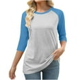 thumbnail image 1 of UQjfacai Womens Crewneck 3/4 Sleeve Tops Color Block Raglan Shirts Plus Size Basic Tee Fall Winter Casual Loose Tunic Cute Blouses, 1 of 4