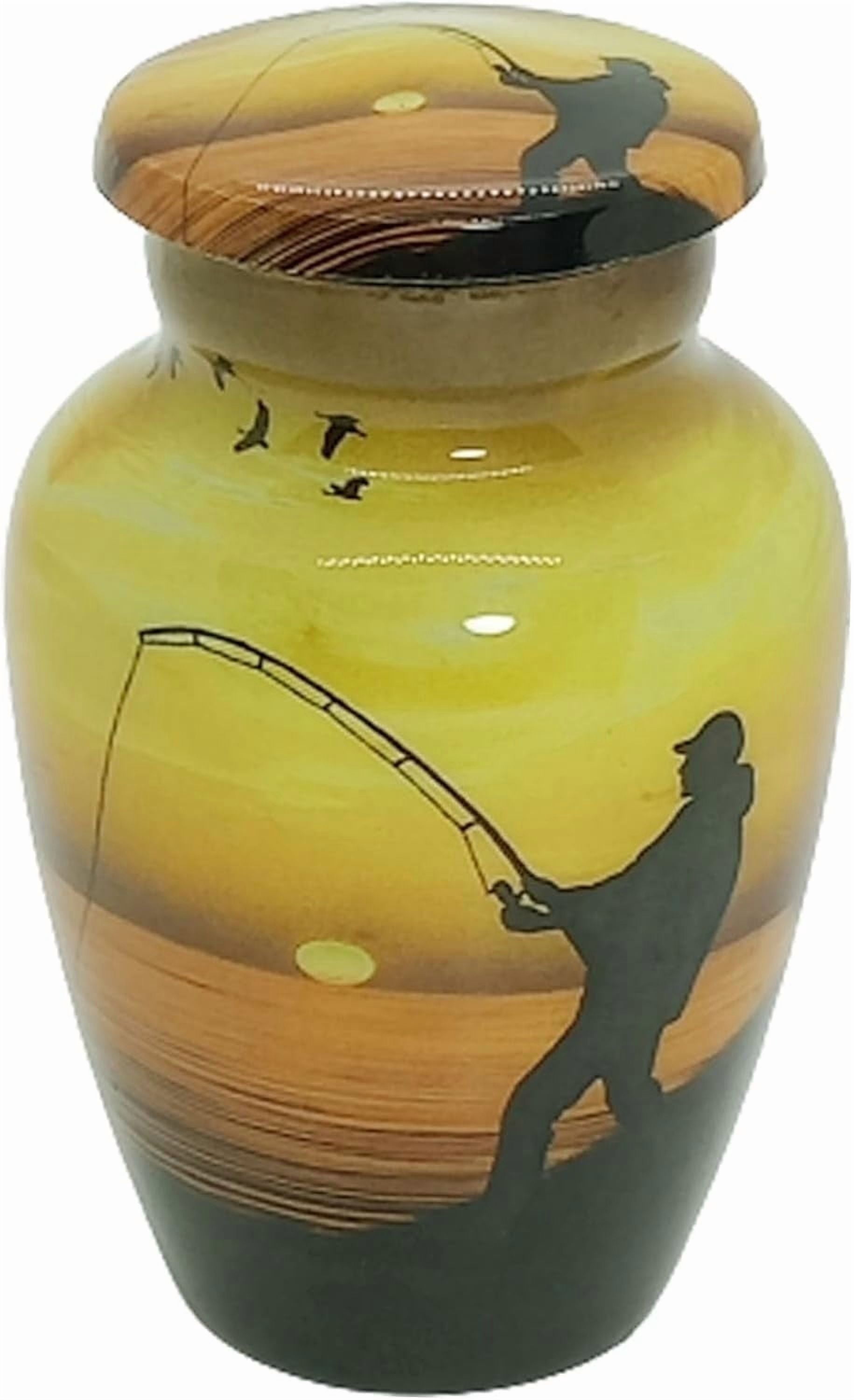 UR Keepsake Urn –Decorative Fishing Catching Keepsake Cremation Urn for Human Ashes with Velvet Box & Velvet Bag-Mini Keepsake Urn - Affordable Keepsake Urn (3 cu.in)
