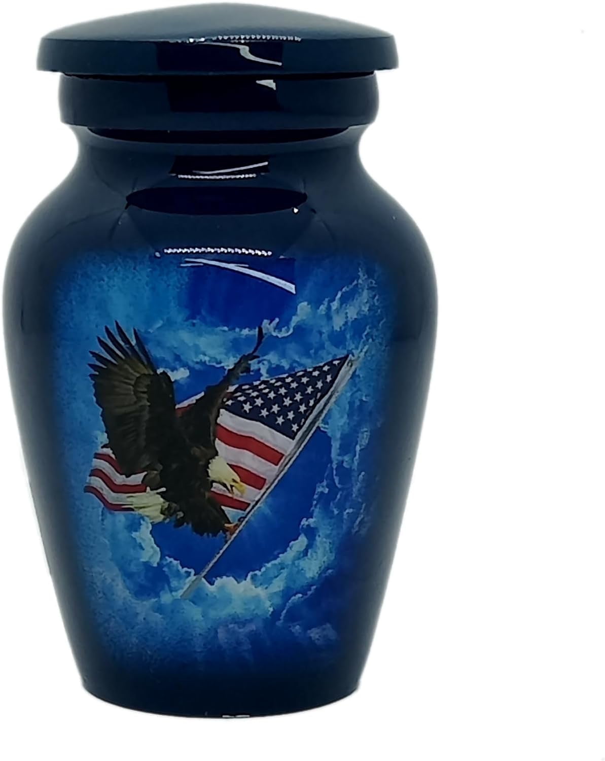 UR Keepsake Urn –Fly American Eagle with USA Flag Keepsake Cremation Urn for Human Ashes with Velvet Box & Velvet Bag-Mini Keepsake Urn - Affordable Keepsake Urn (3 cu.in)