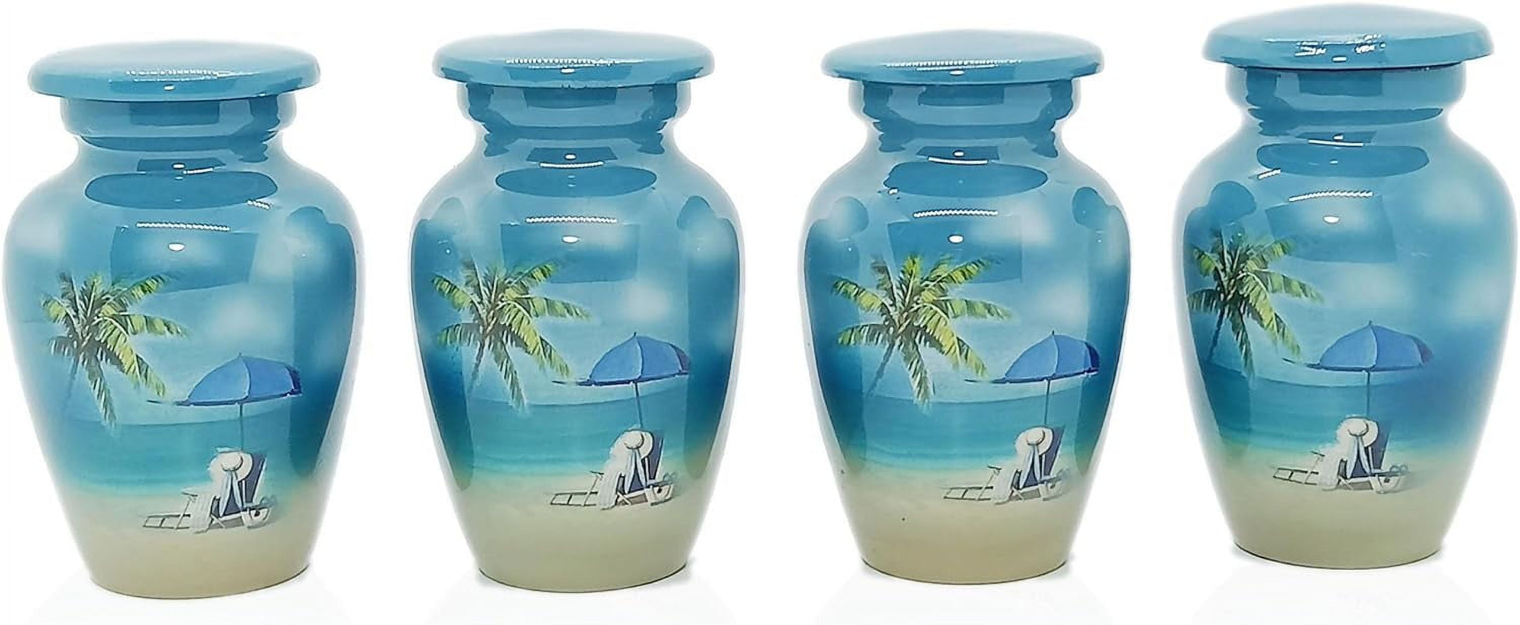 UR Keepsake Urn Set of 4- Beach Picnic Side Keepsake Cremation Urn for Human Ashes with Velvet Box & 4 Velvet Bag-Mini Keepsake Urn - Affordable Keepsake Urn (3 cu.in x 4pcs)