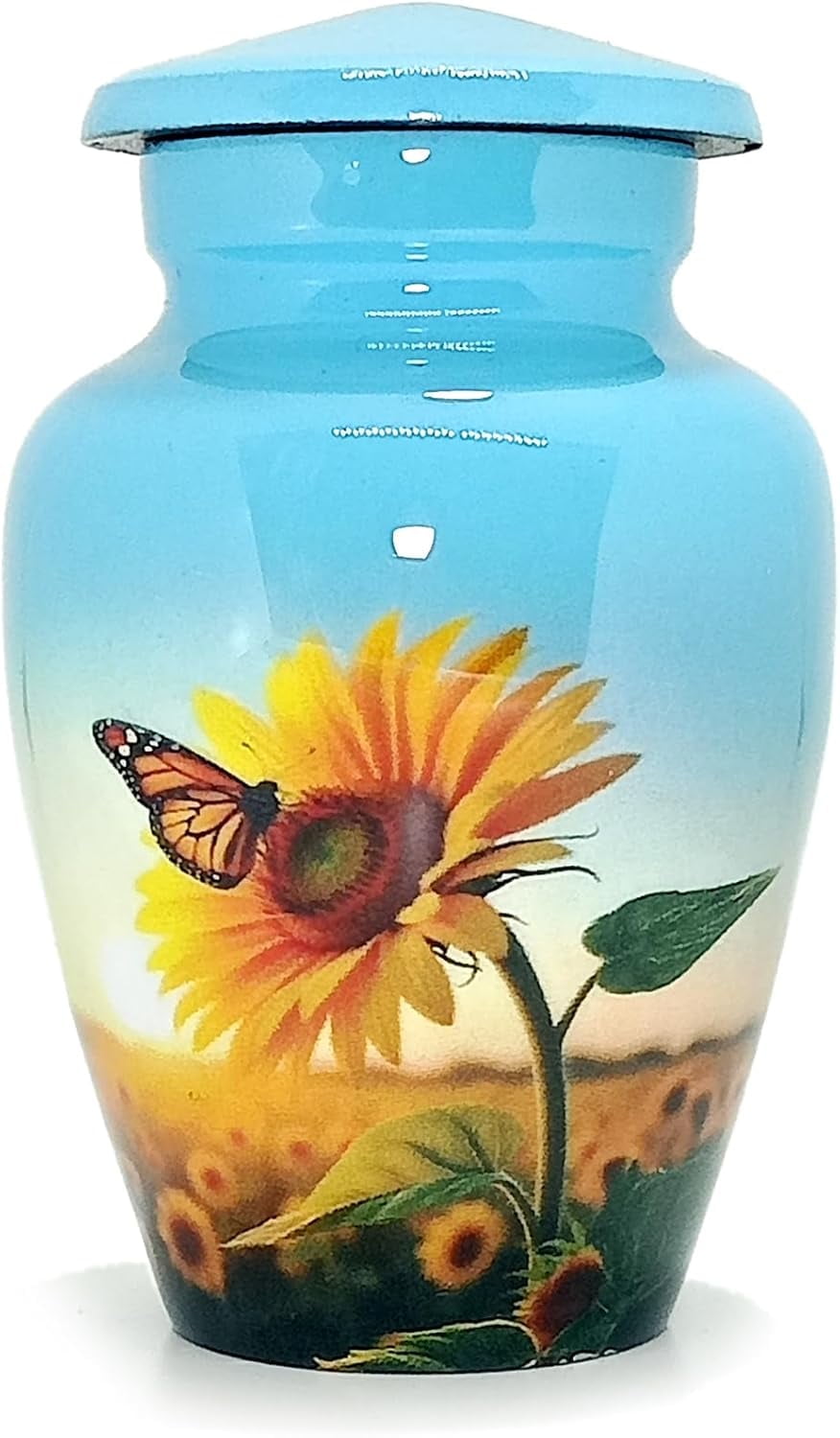 UR Keepsake Urn –Sunflower with Butterfly Keepsake Cremation Urn for Human Ashes with Velvet Box & Velvet Bag-Mini Keepsake Urn - Affordable Keepsake Urn (3 cu.in)