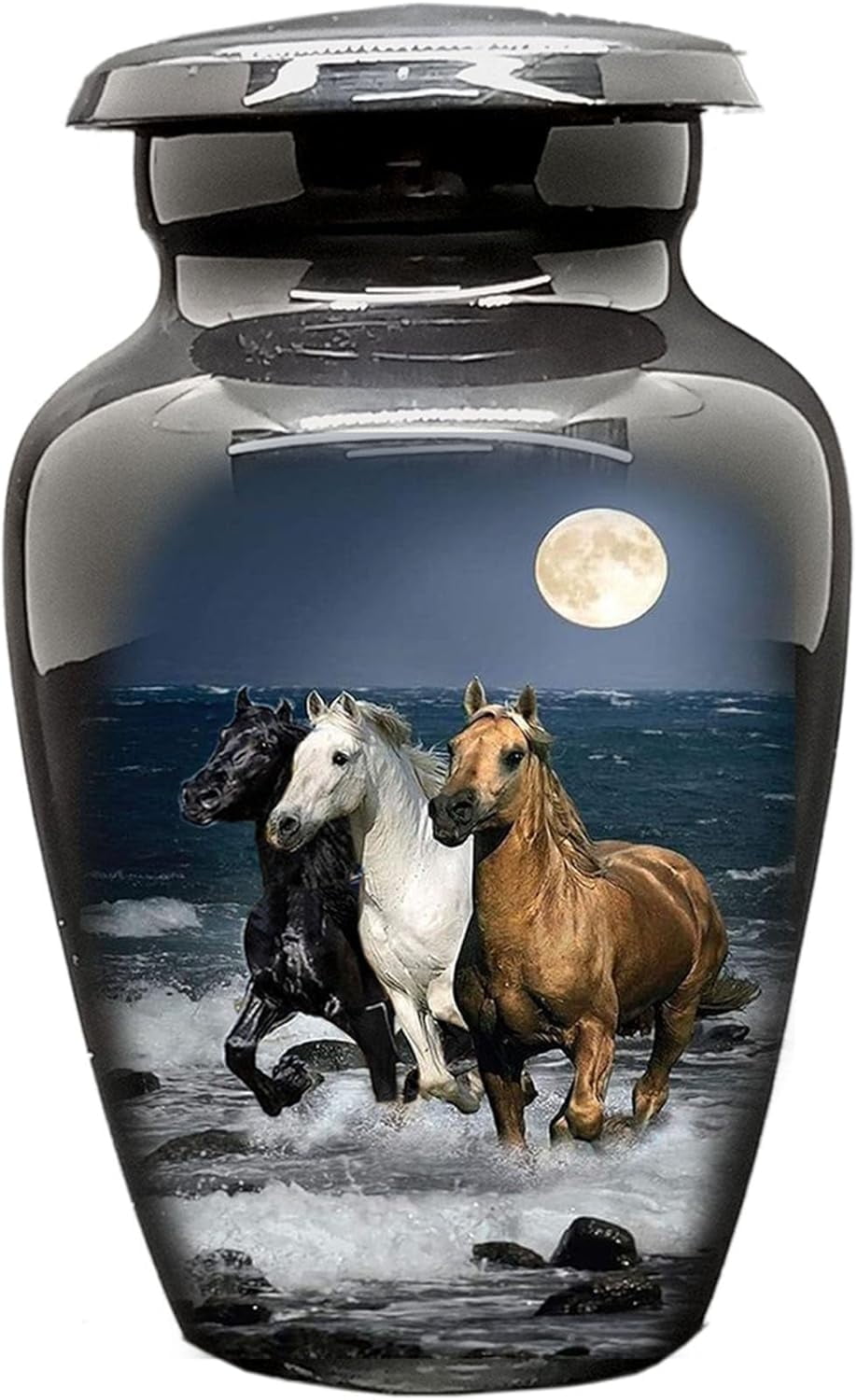 UR Keepsake Urn –Three Runnig Horses Keepsake Cremation Urn for Human Ashes with Velvet Box & Velvet Bag-Mini Keepsake Urn - Affordable Keepsake Urn (3 cu.in)