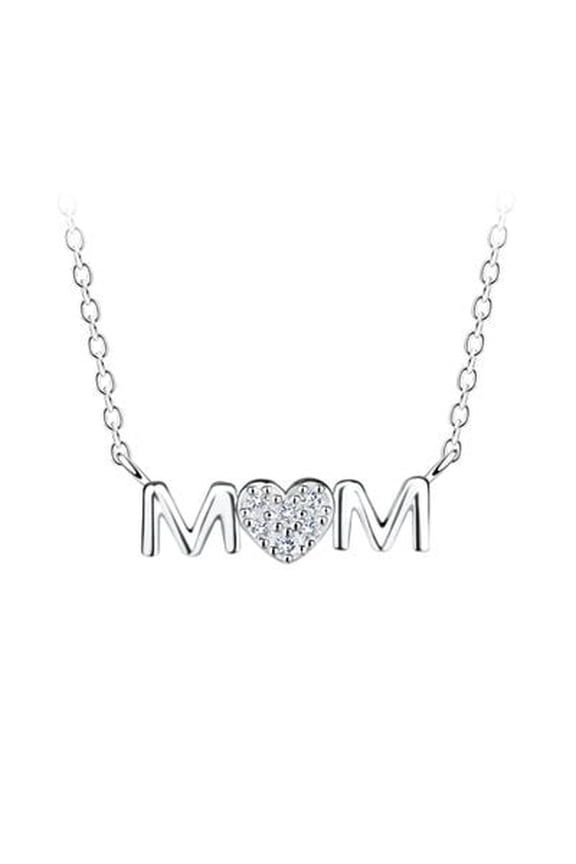 925 Sterling Silver Cubic Zirconia MOM Pendant Necklace | Lightweight & Hypoallergenic | 45cm Chain with Anti-Tarnish Coating | Perfect for Women