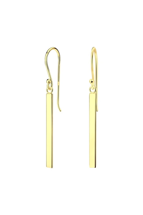 Elegant 14K Gold Plated Sterling Silver Bar Pendant Earrings | Lightweight Hypoallergenic Ear Spikes for Women | Anti-Tarnish Coating | Perfect for Sensitive Ears