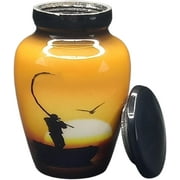 UR urns Keepsake Urn  Fisherman at Boat Green Keepsake Cremation Urn for Human Ashes with Velvet Box & Velvet Bag-Mini Keepsake Urn - Affordable Keepsake Urn 3 cu.in