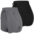thumbnail image 1 of URATOT 2 Pack Cotton Yoga Short Women Summer Running Gym Sports Waistband Shorts with Pockets, 1 of 6