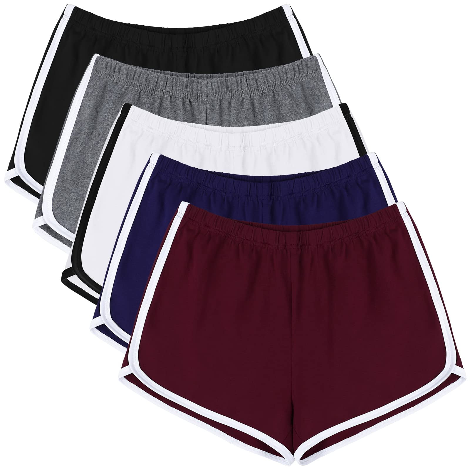 URATOT 5 Pack Women's Cotton Yoga Dance Short Pants Sport Shorts Summer