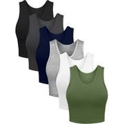 URATOT 6 Packs Women Basic Crop Tank Top Sleeveless Racerback Crop Sport Cotton Top for Yoga Running