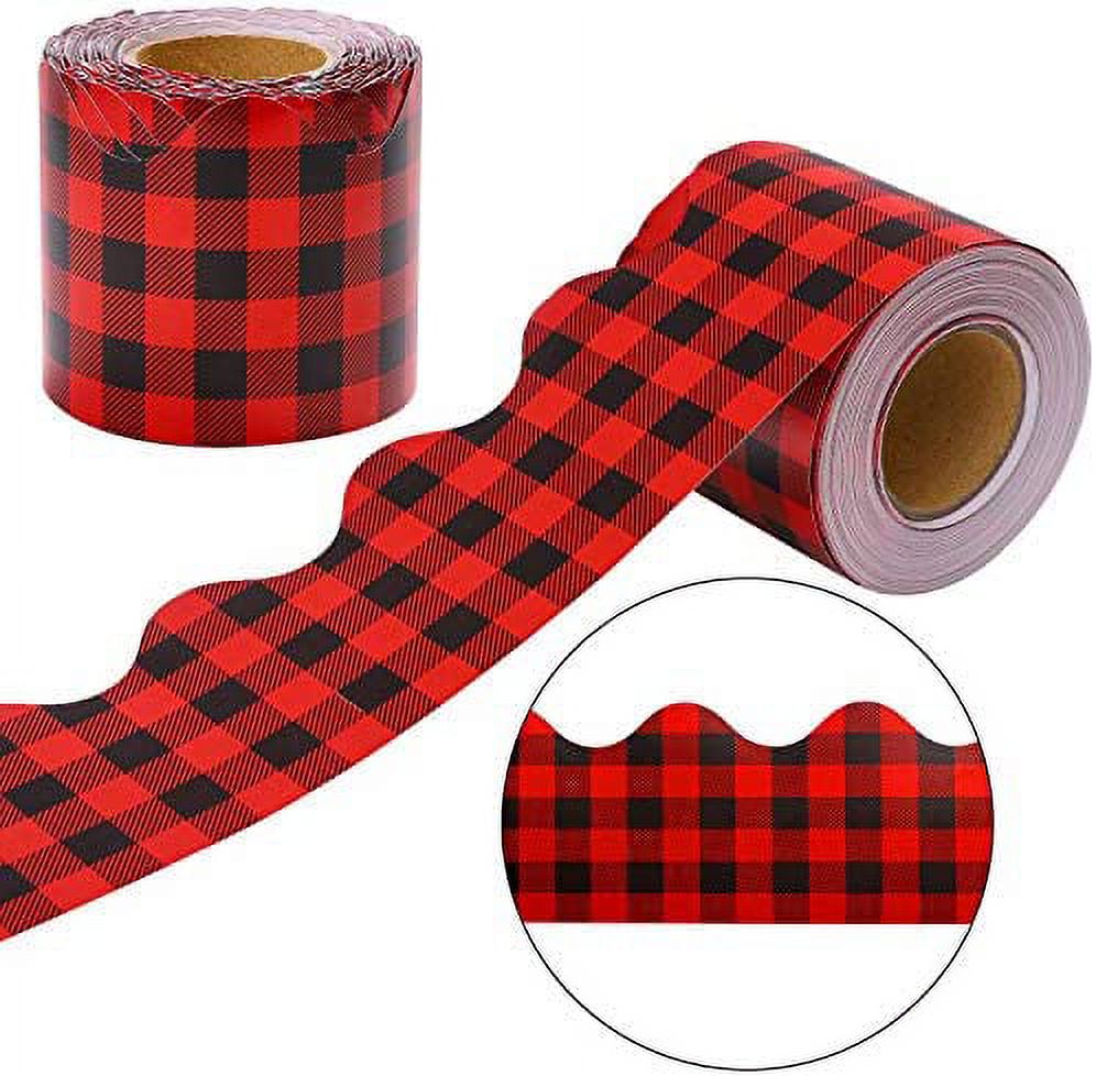 URATOT 65.6 Feet Buffalo Plaid Bulletin Board Border Scalloped Border ...