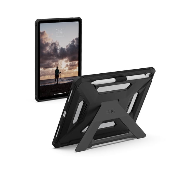 UAG iPad Air 11" Case (6th-8th Gen 2024-2026) M4/M3 - Rugged Protective Cover with Kickstand and Pencil Holder Scout Plus, Black