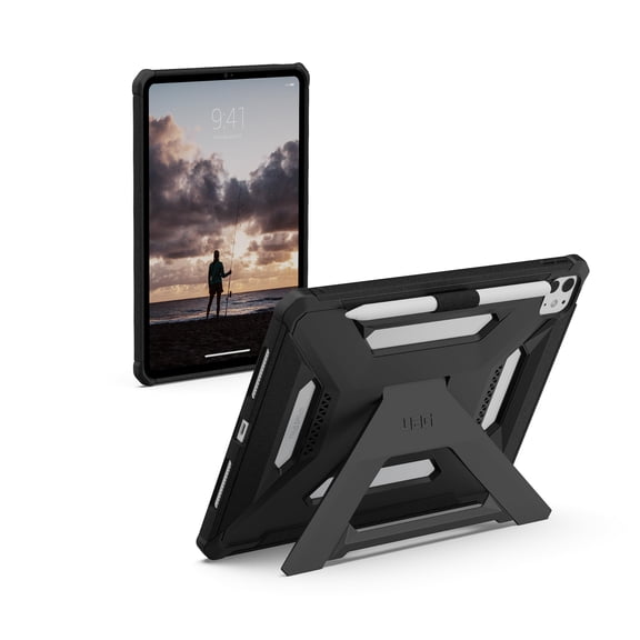 UAG iPad Pro 11" 6th Gen 2025 M5, 5th Gen 2024 M4 Case A3357 A3358 A3359 - Rugged Protective Cover with Kickstand and Pencil Holder Scout Plus Black