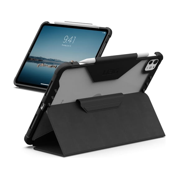 UAG iPad Pro 11" -  Rugged Folio Protective Cover with Multi-Angle Adjustable Stand and Pencil Holder Plyo LT Ice/Black