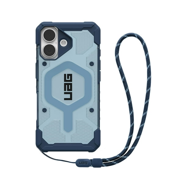 UAG iPhone 17 Case Pathfinder Clear + Wrist Lanyard Bundle - Compatible with MagSafe Military Grade Protective Cover, Blues