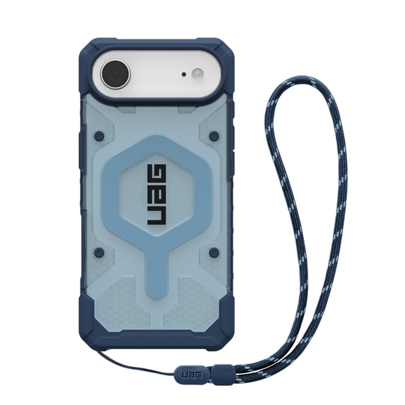 UAG iPhone Air Case Pathfinder Clear + Wrist Lanyard Bundle - Compatible with MagSafe Military Grade Protective Cover, Blues