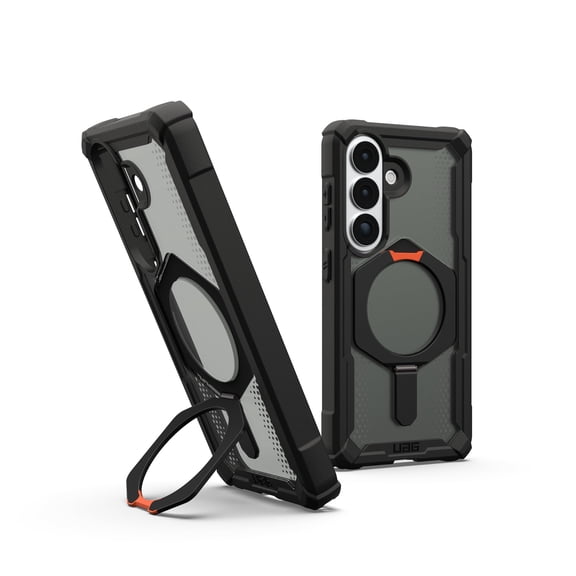 UAG Samsung Galaxy S26 Case 6.3" with Kickstand Plasma XTE - Magnetic Charging Compatible Transparent Rugged Military Drop Tested Protective Cover, Black/Orange