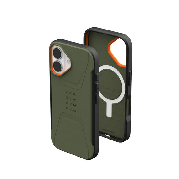 UAG iPhone 17 Case Civilian - Compatible with MagSafe Military Grade Protective Cover, Olive/Orange