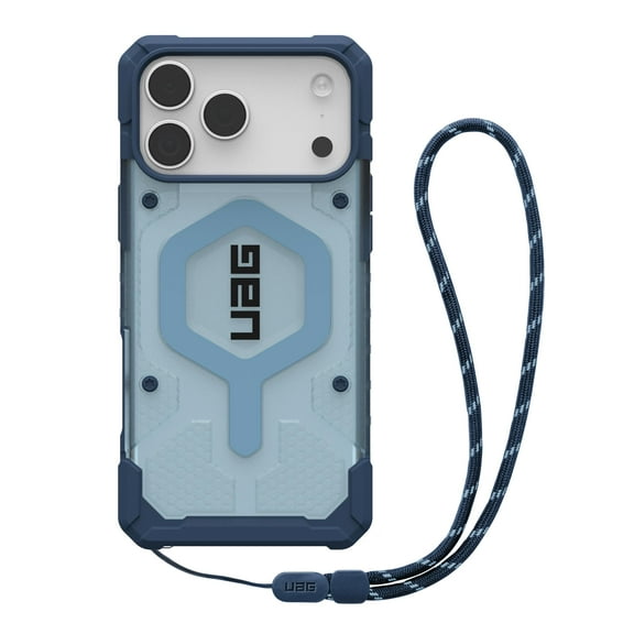 UAG iPhone 17 Pro Max Case Pathfinder Clear + Wrist Lanyard Bundle - Compatible with MagSafe Military Grade Protective Cover, Blues