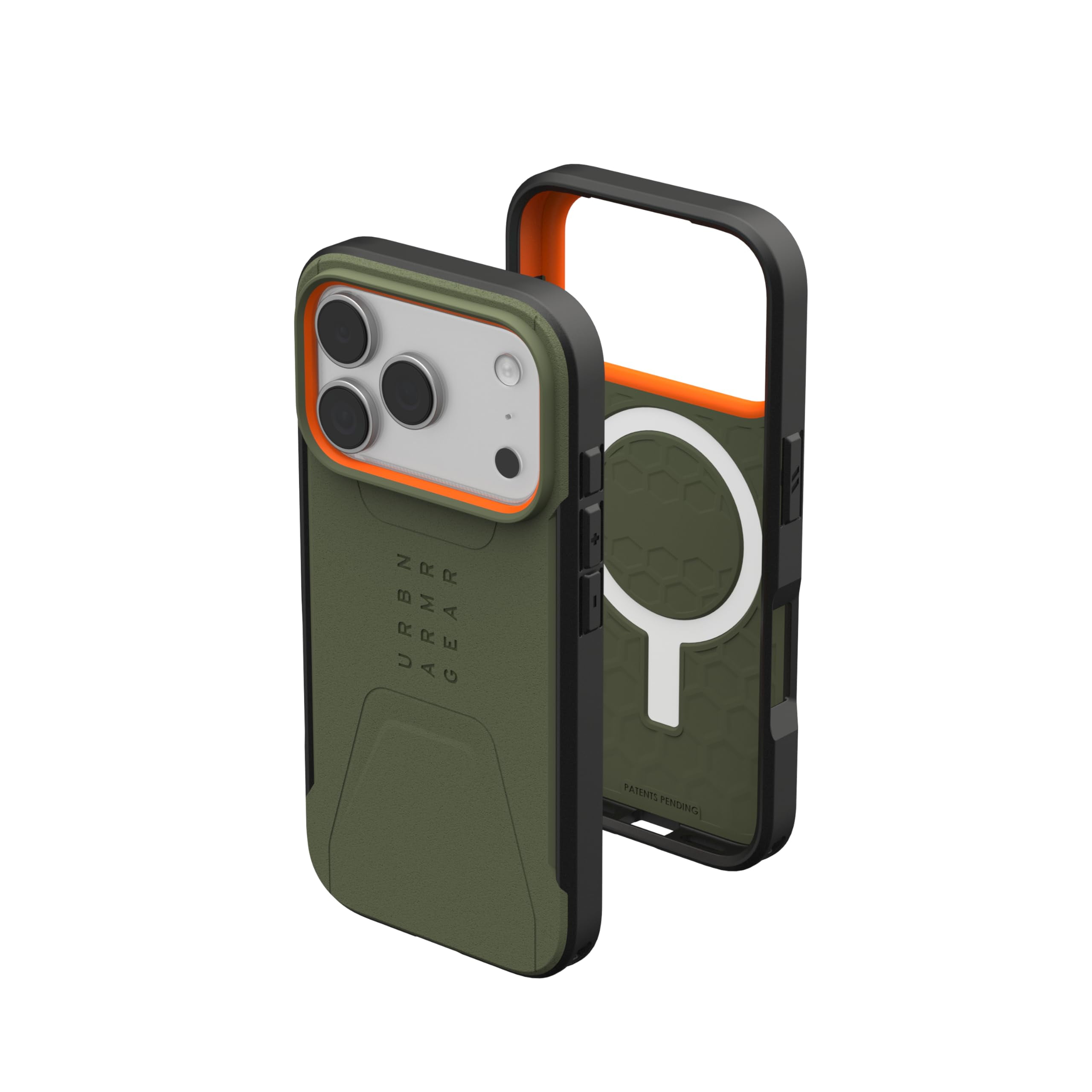 UAG iPhone 17 Pro Case Civilian - Compatible with MagSafe Military Grade Protective Cover, Olive/Orange