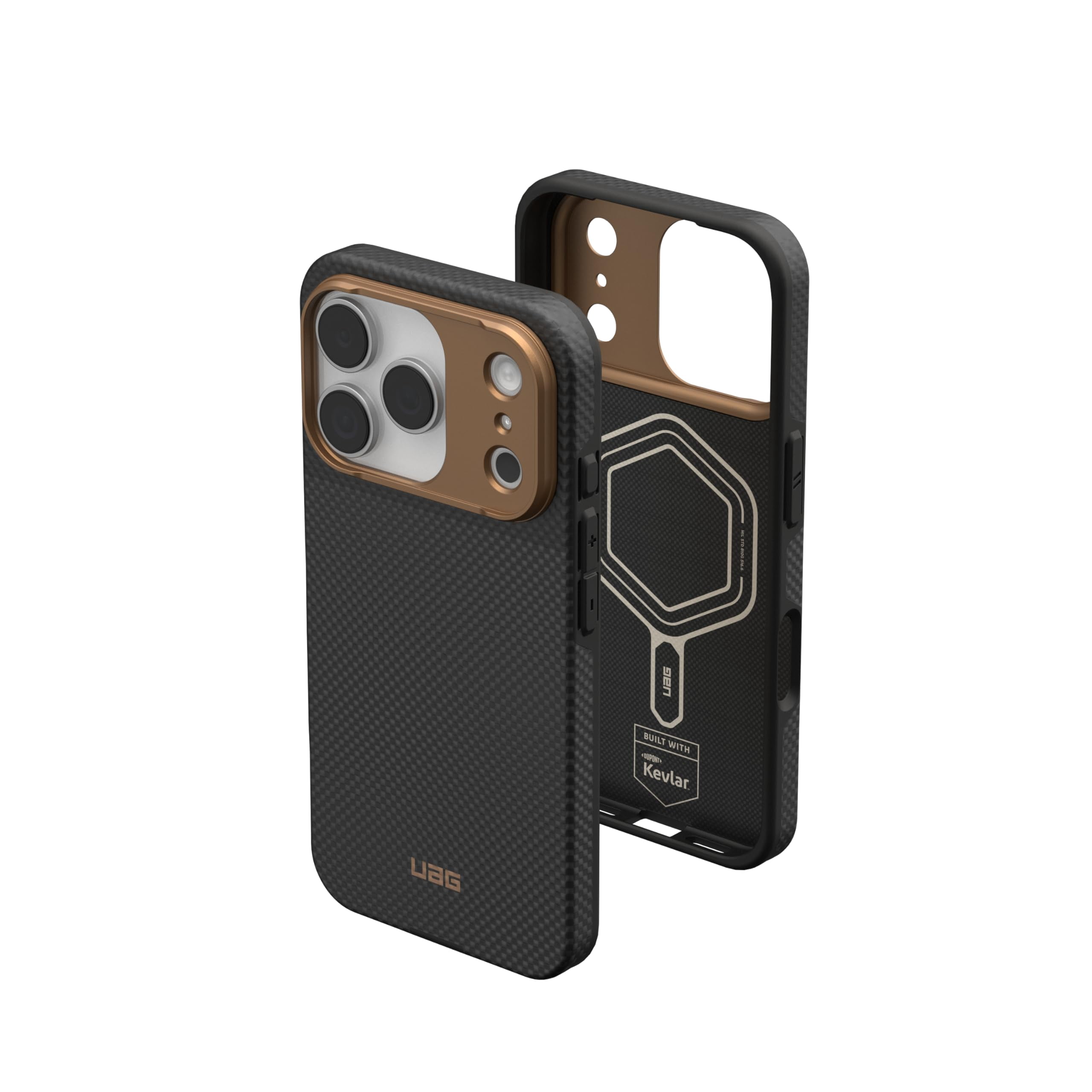 UAG iPhone 17 Pro Case Fibr Armr - Compatible with MagSafe Kevlar Fiber Military Grade Protective Cover, Kevlar Graphite/Bronze