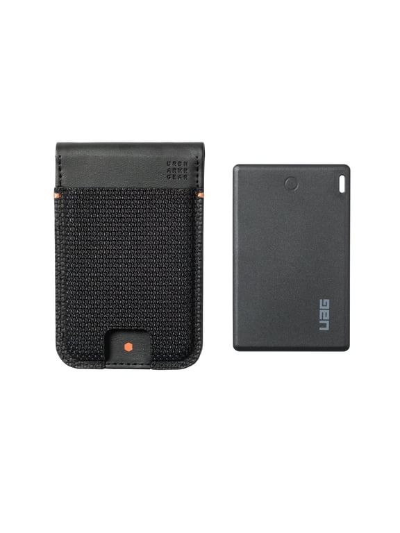 UAG Slim Wallet Kevlar Black with Tracker Card Compatible with Apple iOS - 6 Cards Holder with Kickstand RFID Block Metropolis Magnetic Wallet, Rechargable Card Finder