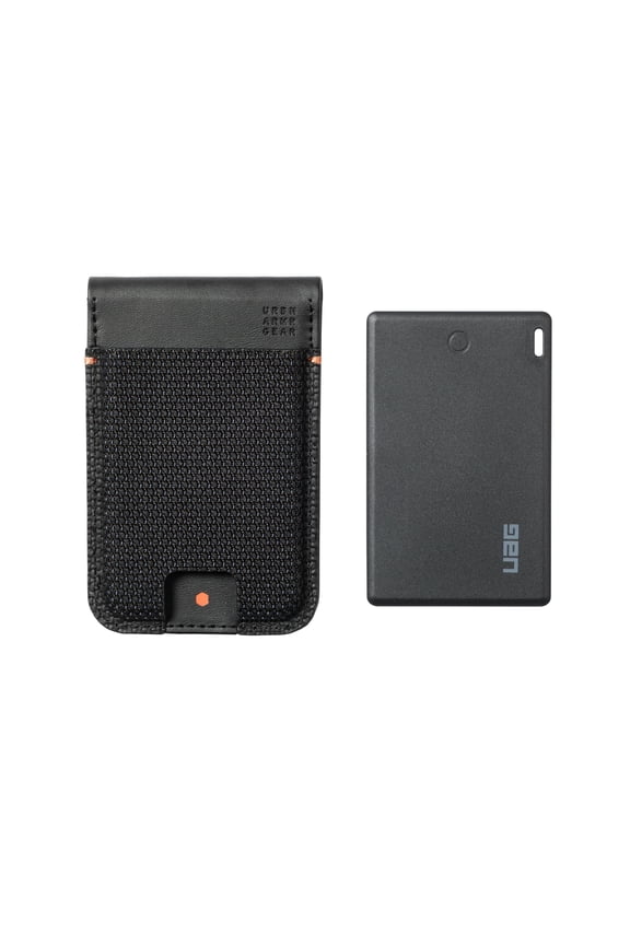 UAG Slim Wallet Kevlar Black with Tracker Card Compatible with Apple iOS - 6 Cards Holder with Kickstand RFID Block Metropolis Magnetic Wallet, Rechargable Card Finder