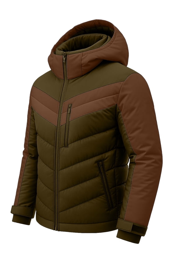 Mens WInter Jacket Puffer Warm Hooded Wind Proof Teracore Coat for Cold Weather Brown (M)