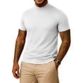 thumbnail image 1 of URBAN BUCK Short Sleeve Mock Turtle Neck Shirt Men Slim Fit Mock Neck Sweatshirt - Casual Ribbed Turtlenecks Sweater Murphy White Men T Shirt- S, 1 of 7