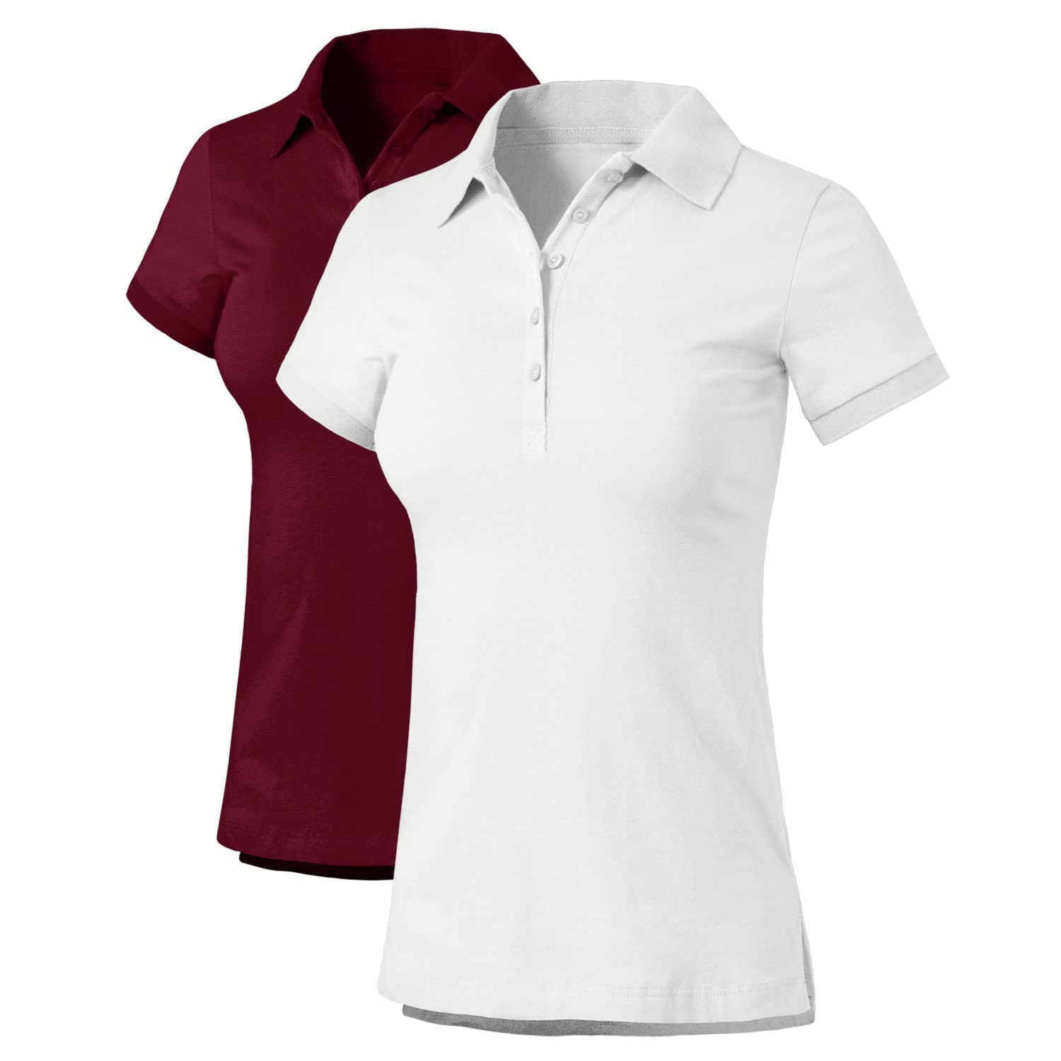 URBAN DAIZY Women's 2 Pack Pique Polo Shirts Short Sleeve