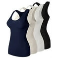 thumbnail image 1 of URBAN DAIZY Women's 4 Pack Tank Top Lightweight Basic Undershirt Racerback Camisole Stretch Cami Sleeveless Shirts A44_10828 BLK/WHT/OAT/NAV L, 1 of 7