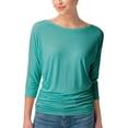 thumbnail image 1 of URBAN DAIZY Women's Boat Neck 3/4 Sleeve Dolman Tops All Purpose Staple Draped Tunic with Side Shirring Ruched Shirt Blouse A71_AT5574 Blue Mint 3XL, 1 of 6