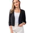 thumbnail image 1 of URBAN DAIZY Women's Classic 3/4 Sleeve Crop Bolero Cardigan Open Front Cropped Shrugs Knit Sweater A09_620 Black 1XL, 1 of 7
