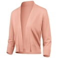 thumbnail image 1 of URBAN DAIZY Women's Classic 3/4 Sleeve Crop Bolero Cardigan Open Front Cropped Shrugs Knit Sweater A09_620 Dusty Pink L, 1 of 7