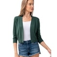thumbnail image 1 of URBAN DAIZY Women's Classic 3/4 Sleeve Crop Bolero Cardigan Open Front Cropped Shrugs Knit Sweater A09_620 Olive S, 1 of 7